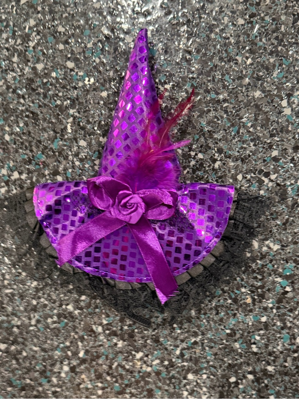Purple & Black Fabric Witch Hat Headpiece, One Size, Halloween Costume